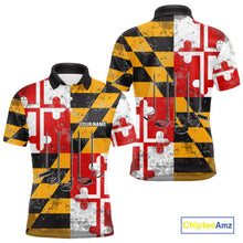 Load image into Gallery viewer, Maryland Flag Golf Clubs Mens Golf polo shirt Custom patriotic Mens golf top, personalized golf gifts NQS10382