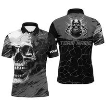 Load image into Gallery viewer, Black and Gray Skull Bowling Custom Bowling Polo, 1/4 zip Shirts For Men Bowling Team League Jerseys NQS8425