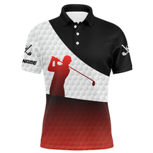 Load image into Gallery viewer, Black and Red gradient white Golf ball skin custom Mens golf polo shirts, golf attire for men NQS8181