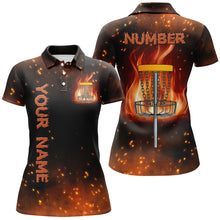 Load image into Gallery viewer, Flame Disc golf basket Polo shirt for women custom name and number team Disc golf jerseys NQS8874