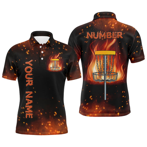 Flame Disc golf basket Polo shirts for men custom name and number team Disc golf jerseys NQS8874