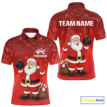 Load image into Gallery viewer, Funny Santa Bowling Red Christmas snowflake pattern Men&#39;s Bowling shirts Custom Xmas Bowling Outfits NQS10992