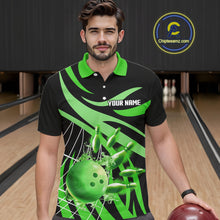 Load image into Gallery viewer, Green flame bowling 1/4 zip, mens polo bowling shirts Custom Team bowling shirts for men NQS11394