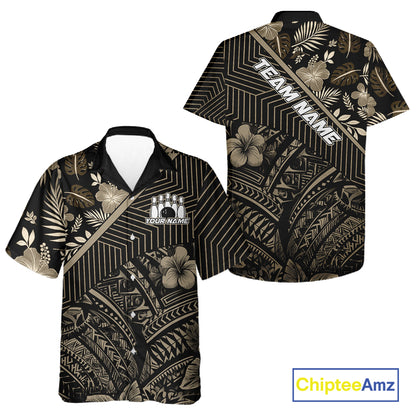 Black tribal pattern Bowling Hawaiian Shirts Custom Team Bowling Jerseys NQS11389