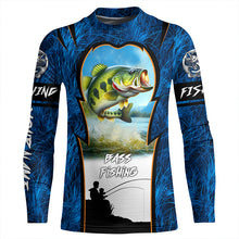 Load image into Gallery viewer, Bass Fishing Blue Camo Custome 3D All Over Printed Shirts, Personalized Fishing gift For Adult, Kid NQS597