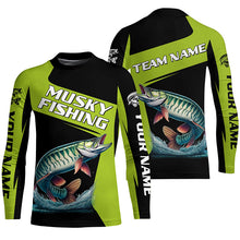 Load image into Gallery viewer, Green Musky fishing Custom Long Sleeve Tournament Fishing Shirts, Performance Muskie Fishing Jerseys NQS8188