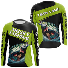 Load image into Gallery viewer, Green Musky fishing Custom Long Sleeve Tournament Fishing Shirts, Performance Muskie Fishing Jerseys NQS8188