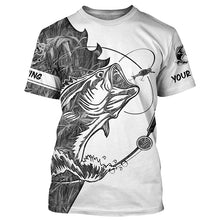 Load image into Gallery viewer, Gray camo Largemouth Bass fishing Long Sleeve Custom fishing shirts for men, women, Kid NQS2333