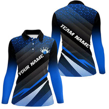 Load image into Gallery viewer, Blue Bowling Custom Women Bowling Polo, Quarter zip Shirts Bowling Team Jerseys Bowling Tournament NQS8884