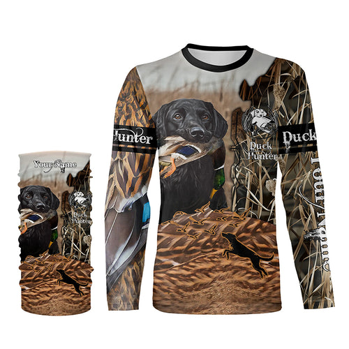 Labrador Retriever Mallard Duck hunting dog waterfowl camo custom name all over printed hunting shirts NQSD50