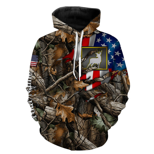 Deer hunting camo American flag patriotic custom name deer hunting all over printed shirts NQSD52