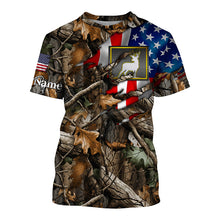 Load image into Gallery viewer, Deer hunting camo American flag patriotic custom name deer hunting all over printed shirts NQSD52