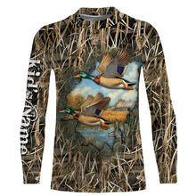 Load image into Gallery viewer, Mallard Duck hunting waterfowl camo hunting 3d shirts custom name duck hunting shirts NQSD1