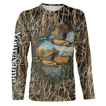 Load image into Gallery viewer, Mallard Duck hunting waterfowl camo hunting 3d shirts custom name duck hunting shirts NQSD1