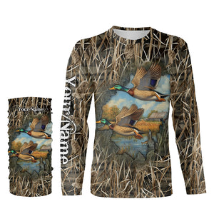 Mallard Duck hunting waterfowl camo hunting 3d shirts custom name duck hunting shirts NQSD1