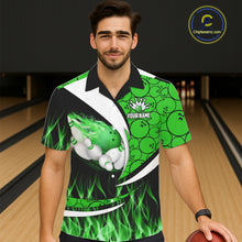 Load image into Gallery viewer, Green Flame Bowling Camo Bowling Hawaiian Shirts Custom Bowling Team Bowler Jerseys NQS11196