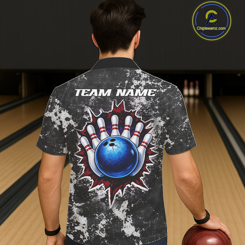 American Flag grunge Hawaiian bowling shirts Custom patriotic team bowling jerseys NQS11405