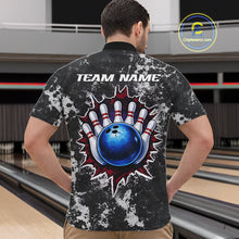 Load image into Gallery viewer, American Flag grunge Bowling polo shirts, 1/4 zip shirt for men Custom patriotic team bowling jerseys NQS11405