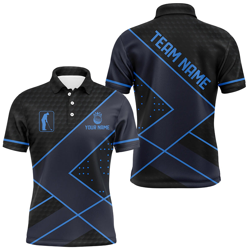 Black and Blue Mens golf polo shirts custom golf apparel for men, personalized golf gifts for men NQS8000