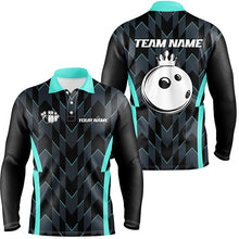 Load image into Gallery viewer, Bowling Polo, Quarter zip shirt for men custom camo bowling Team jerseys, gift for bowler | Turquoise NQS8201