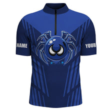 Load image into Gallery viewer, Funny Blue spider bowling ball Men Bowling Polo, Quarter zip shirts custom bowling Team jerseys NQS8206
