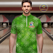 Load image into Gallery viewer, Personalized Funny Green Snowflake Christmas Bowling Team Shirts For Men, Christmas Bowling Gifts NQS10831