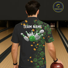 Load image into Gallery viewer, Personalized Green Clover St Patrick's Day pattern Bowling Hawaiian Shirts, Team Bowling Outfit NQS11206