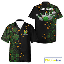 Load image into Gallery viewer, Personalized Green Clover St Patrick's Day pattern Bowling Hawaiian Shirts, Team Bowling Outfit NQS11206