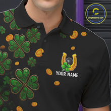 Load image into Gallery viewer, Personalized Green Clover St Patrick's Day pattern Bowling Shirts For Men, Team Bowling Jerseys NQS11206