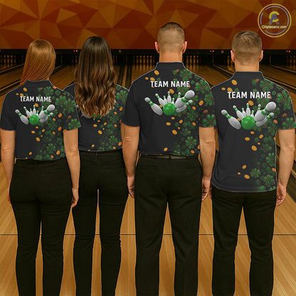 Personalized Green Clover St Patrick's Day pattern Bowling Shirts For Women, Team Bowling Jerseys NQS11206