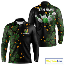 Load image into Gallery viewer, Personalized Green Clover St Patrick's Day pattern Bowling Shirts For Men, Team Bowling Jerseys NQS11206