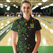 Load image into Gallery viewer, Personalized Green Clover St Patrick's Day pattern Bowling Shirts For Women, Team Bowling Jerseys NQS11206
