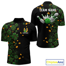 Load image into Gallery viewer, Personalized Green Clover St Patrick's Day pattern Bowling Shirts For Men, Team Bowling Jerseys NQS11206