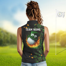 Load image into Gallery viewer, Personalized Green Clover St Patrick&#39;s Day pattern Sleeveless Golf Polo Shirts, Best ladies golf wear NQS11207