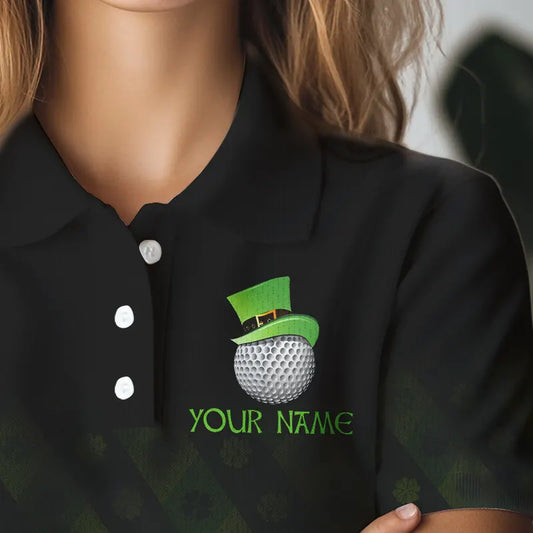 Green clover pattern Lucky golf shirt Women polo shirts custom St patrick Day golf tops for ladies NQS9338
