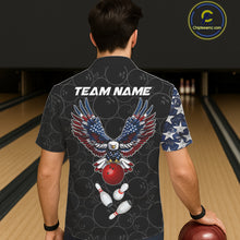 Load image into Gallery viewer, American Flag Eagle Hawaiian bowling shirts Custom patriotic team bowling jerseys, gift for bowlers NQS11406