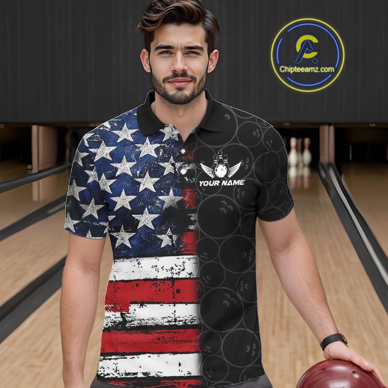 American Flag Eagle Bowling shirts for men Custom patriotic team bowling jerseys, gift for bowlers NQS11406