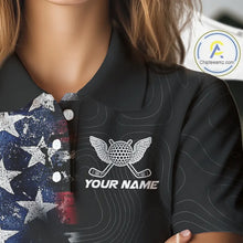 Load image into Gallery viewer, American Flag Eagle Womens Golf Polo Shirts Custom patriotic golf shirts for ladies golf apparel NQS11407