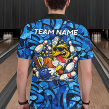 Load image into Gallery viewer, Funny Duck Bowling Polo, 1/4 Zip Shirts for Men Custom Blue graffiti pattern Team Bowling Jerseys NQS11603