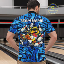 Load image into Gallery viewer, Funny Duck Bowling Polo, 1/4 Zip Shirts for Men Custom Blue graffiti pattern Team Bowling Jerseys NQS11603