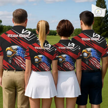 Load image into Gallery viewer, Custom Black and Red Camo American Flag Eagle Mens Golf Polo shirts, patriotic team mens golf tops NQS11608