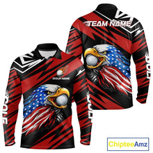 Load image into Gallery viewer, Custom Black and Red Camo American Flag Eagle Mens Golf Polo shirts, patriotic team mens golf tops NQS11608