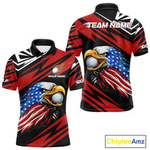 Load image into Gallery viewer, Custom Black and Red Camo American Flag Eagle Mens Golf Polo shirts, patriotic team mens golf tops NQS11608