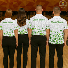 Load image into Gallery viewer, Custom Green shamrock pattern matching bowling shirt for couples custom St. Patrick's day team jersey NQS11611