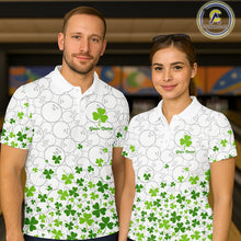 Load image into Gallery viewer, Custom Green shamrock pattern matching bowling shirt for couples custom St. Patrick's day team jersey NQS11611