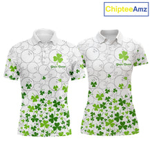 Load image into Gallery viewer, Custom Green shamrock pattern matching bowling shirt for couples custom St. Patrick's day team jersey NQS11611