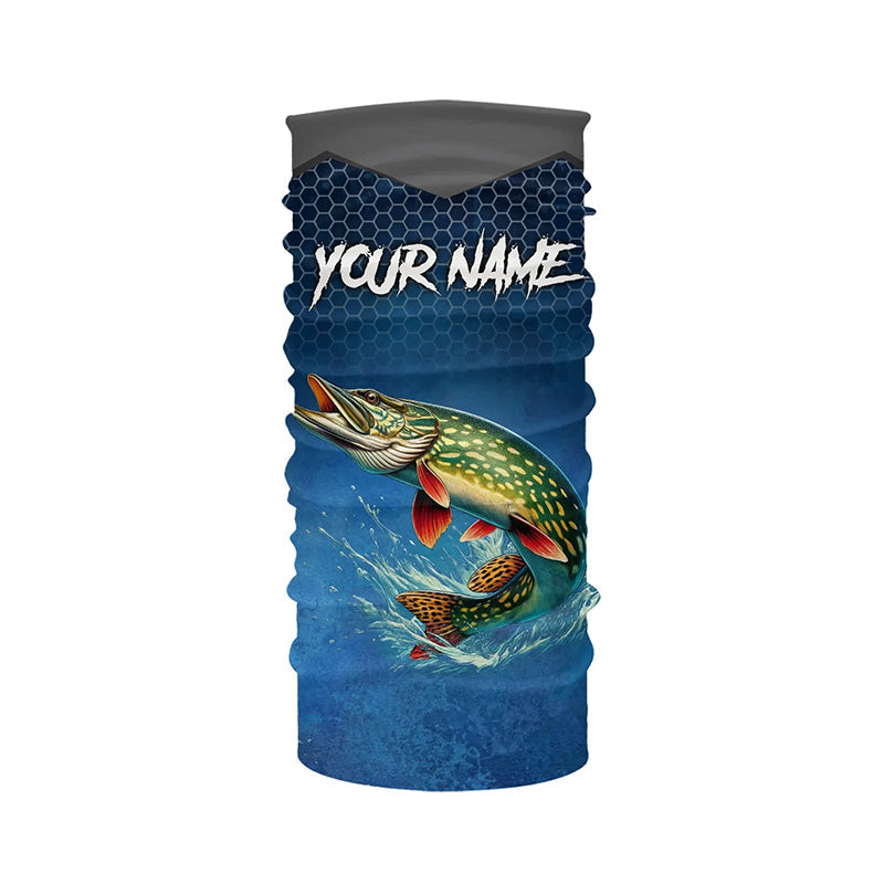 Blue camo Northern Pike fishing Custom performance long sleeve team Pike fishing tournament shirts NQS7772