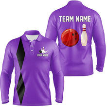 Load image into Gallery viewer, Personalized Retro Bowling Polo, Quarter Zip Shirts For Men custom vintage bowling team jersey| Purple NQS8003