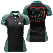 Load image into Gallery viewer, Green and black Womens golf polo shirt custom Christmas golf clubs ladies golf polos NQS6548