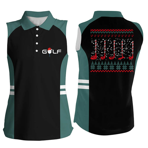 Green and black Women sleeveless golf polos Christmas golf clubs polos shirts for women NQS6548